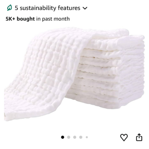 Yoofoss Muslin Burp Cloths for Baby 10 Pack 100% Organic Cotton Baby Washcloths for Boys Girls Large 20''X10'' Super Soft and Absorbent White