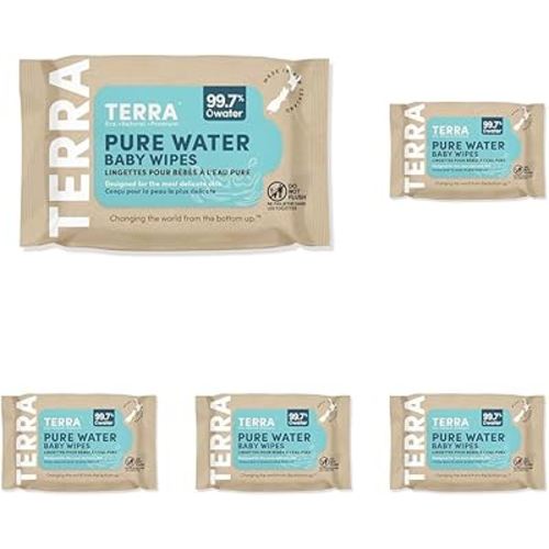 Terra Bamboo Baby Wipes TRAVEL PACK: Pure, 99.7% Pure New Zealand Water, 100% Biodegradable Bamboo Fiber, 0% Plastic, Unscented Baby Wipes for Sensitive Skin, 1 TRAVEL PACK of 120 Wipes