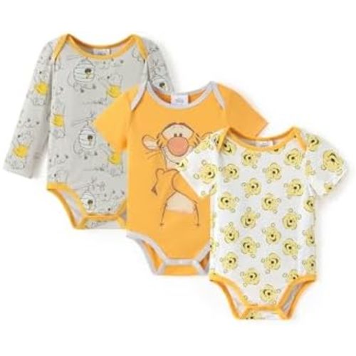 Disney Stitch Princess Marvel 3 Packs Baby Viscose Made from Bamboo Button Dwon Bodysuit for Newborn Infant