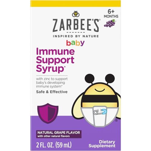 Zarbee's Baby Immune Support Syrup with Zinc, Natural Grape, 2 fl oz