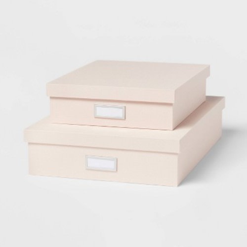 Canvas Desk Storage Box Set of 2 Blush - Brightroom™: Office Organization & Desk Organizer, Polyester Canvas