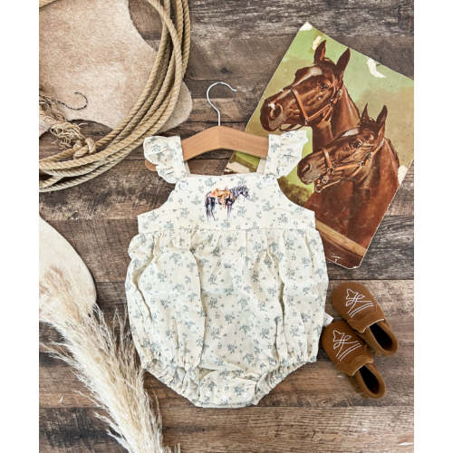 Ole' Trusty Horse Blue Floral Romper – theFRINGEDpineapple