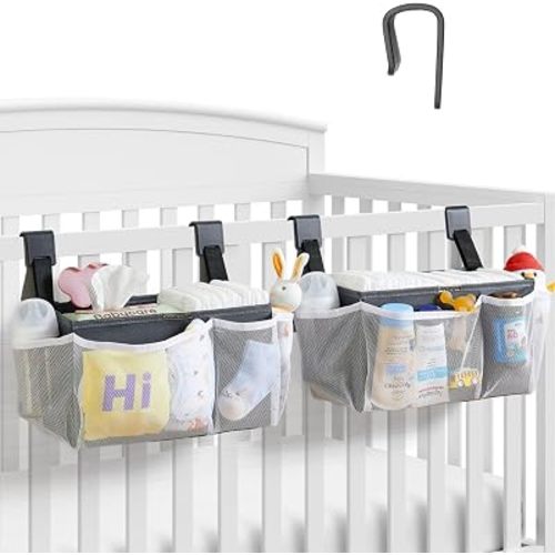 2-Pack Hanging Diaper Organizer for Crib, Playpen, Bassinet & Pack n Play
