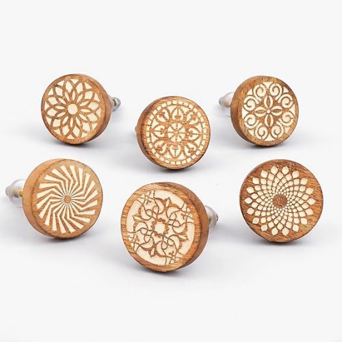 IndianShelf 18 Pack- Boho Knobs- Wood Knobs for Cabinets and Drawers- Natural Wooden Dresser Knobs- Boho Wooden Knobs- Unique Wood Drawer Pulls- Boho Drawer Knobs and Pulls- Cabinet Door Handles