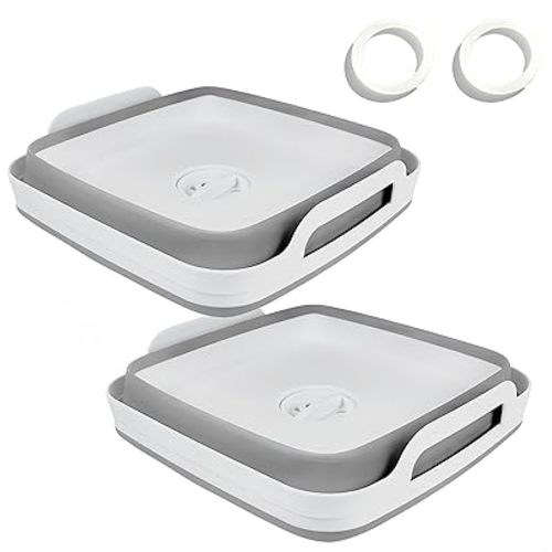 GIMWA Collapsible Wash Basin with Drain Plug - 2.4 Gallon Foldable Kitchen Sink for Baby Bottles, RV Camping, Space-Saving Dish Tub (Gray-Gray)