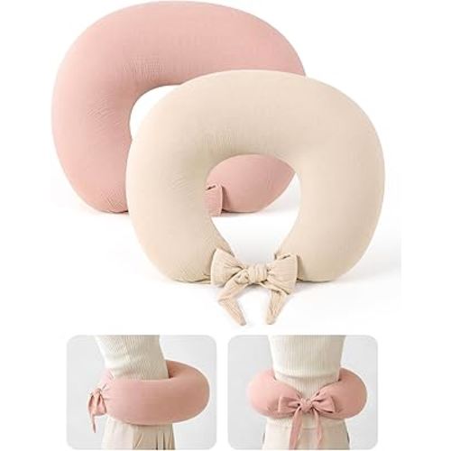 lulumoon Nursing Pillow Covers Muslin - Adjustable Strap Design for Different Body Types Caregiver - 2-Pack Stay Fixed Breastfeeding Pillow Slipcover