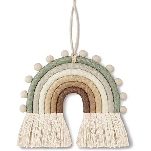 Woven Rainbow Wall Hanging 11 * 9.5 Inches,Girls Bedroom Playroom Nursery Wall Decorations (7-9)