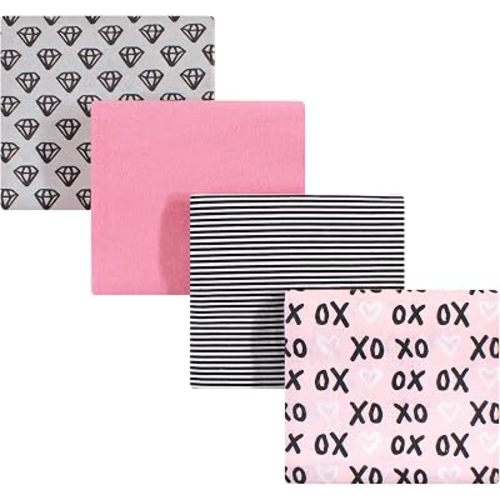 Hudson Baby Unisex Baby Cotton Flannel Receiving Blankets, Xoxo, One Size