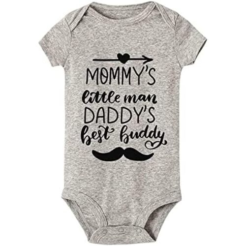Mommy's Little Man Daddy's Best Buddy Cute Bodysuit Baby Short Sleeve Onesie