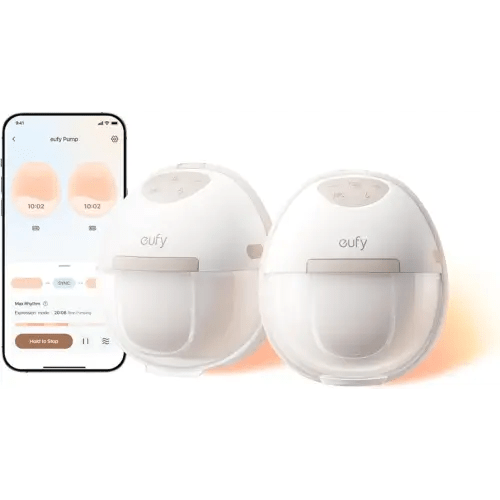 eufy Security Heated Breast Pump Hands-Free E20, Wearable with Innovative HeatFlow, 3 Heat Levels, Optimized Rhythm via App, Hospital-Grade Suction, Leakproof, Ultra-Slim and Quiet for in-Bra Use