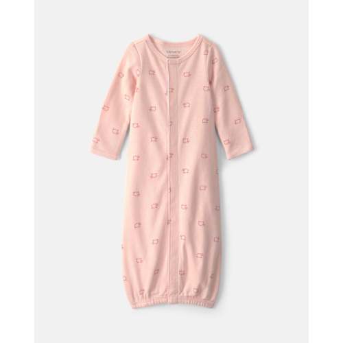 Baby Girl Sheep Long-Sleeve Sleeper Gown - Pink