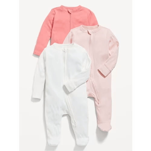 Unisex 3-Pack Sleep & Play 2-Way-Zip Footed One-Piece for Baby | Old Navy