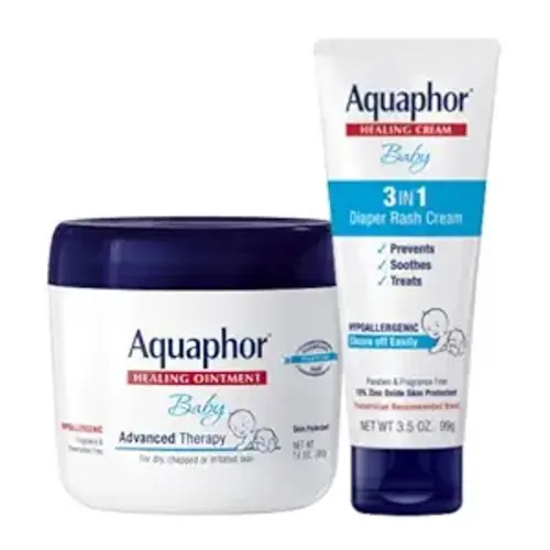 Aquaphor Baby Healing Ointment (14 Oz) + 3-in-1 Diaper Rash Cream (3.5 Oz), Hypoallergenic and Fragrance Free Skin Care Set for Babies