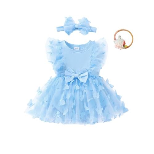 Renotemy Newborn Baby Girl Lace Romper Infant Summer Boho Flower Tulle Dress Party Gifts Newborn Photography Outfits