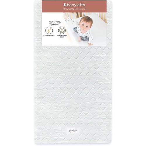Babyletto Pure Core Mini Crib Mattress, Hybrid Waterproof Cover, Lightweight, Greenguard Gold Certified