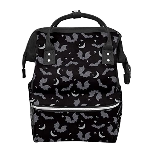 Black Gray Bats Diaper Bag Travel Backpack Large Capacity Multi-Function Zipper Casual Travel Backpacks for Mom Dad Unisex…