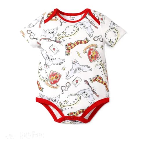PATPAT Harry Potter Baby Clothes Hedwig Owl Print Short Sleeves Bodysuits for Infant 0-24M
