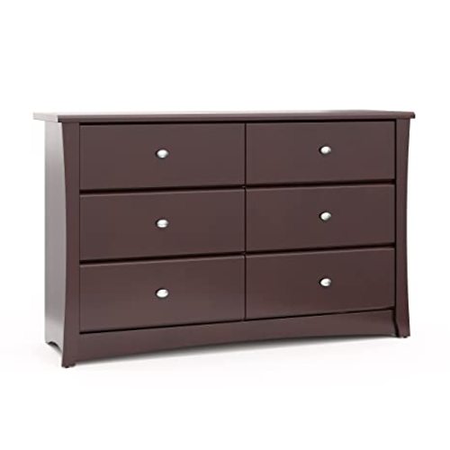 Storkcraft Crescent 6-Drawer Dresser (Espresso) – GREENGUARD Gold Certified, Brown Dresser for Bedroom, Kids & Nursery Storage Chest, Safety Interlocking Drawers, Pre-Installed Tracks, Kids Chest