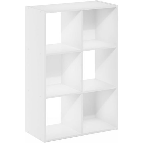 Furinno PELLI Book Shelf, 3x2 Bookshelf, Cube Storage Organizer Cabinet, 11.6 x 24.2 x 35.9, for Living Room, Bedroom, Home Office, White