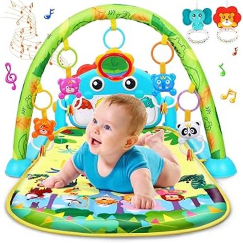 UMIKU Baby Play Mat Baby Toys Tummy Time Mat Activity Center for Newborn Infant Piano Tummy Time Music & Light Infant Boy Girl Gifts for Babies Toys 0-3 3-6 6-12 Months, Dinosaur Style