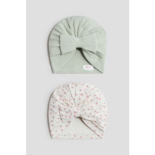 2-pack Knot-detail Hats, 0-3 M
