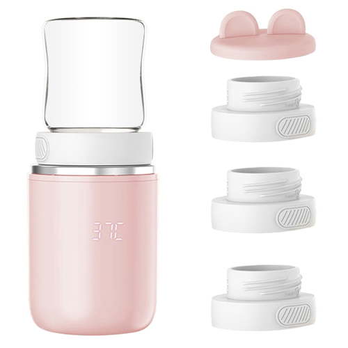 Kisdream Portable Bottle Warmer, Wireless Bottle Warmer with 3 Adapters, Baby Bottle Warmer for Travel, Baby Milk Breastmilk with Night Light,Precise Temperature Control