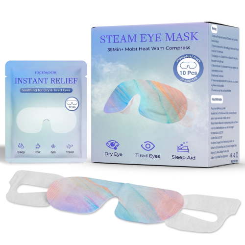 FACEMOON Self Heating Steam Eye Mask – 10 Count, for Dry Eyes, Warm Compress, Comfort | No Microwave Needed, Travel Ready, Odorless