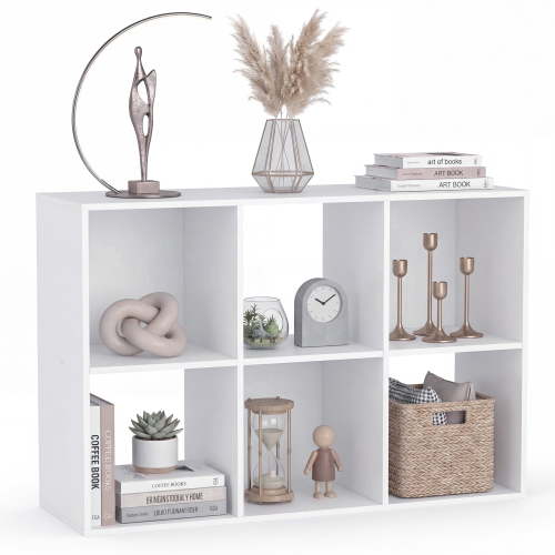 CONCETTA 6 Cube Storage Organizer, Open Corner Bookshelf with Removable Back Panels for Living Room Bedroom Office, 24*12*36 inches, White