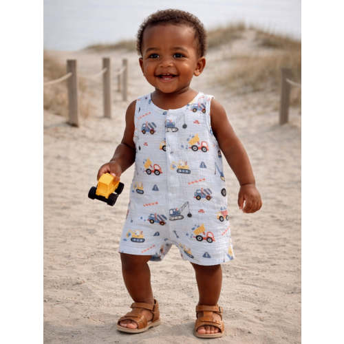 Sleeveless Shortie Romper, Crayon Construction