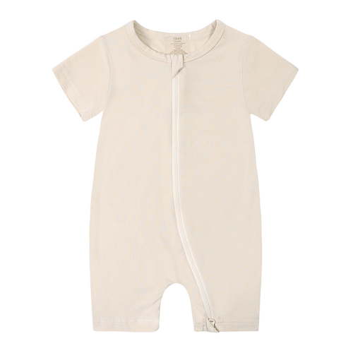 Hiijoy Newborn Girls Romper Solid Color Baby Zipper Short Sleeve Sleeper Jumpsuit Onesies