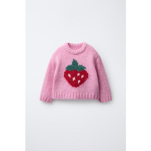 FRUIT PRINT WOOL BLEND KNIT SWEATER - Pink | ZARA United States