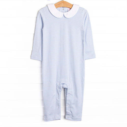 Carter Pima Romper, Light Blue Stripe – Stitchy Fish
