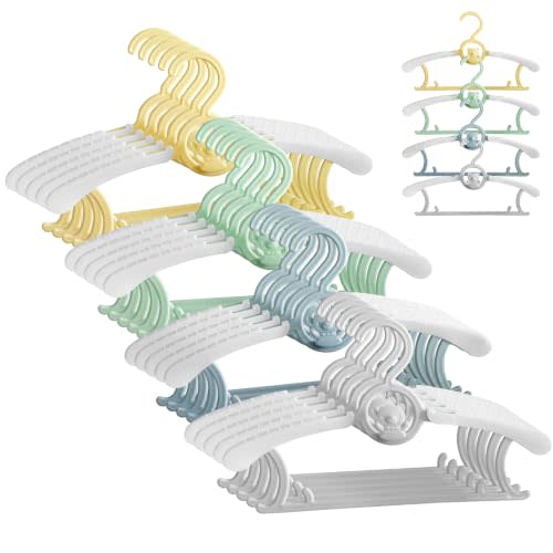 JSF Baby Hangers, Non-Slip Kids Hangers 20Pack Children Hanger | 11"-14" Adjustable Plastic Infant Hangar,Hanger for Toddler Girl and Boy( Colorful）