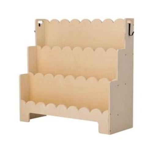 Montessori Scalloped Kids Bookshelf, 27.56 in. H x 10.63 in. W x 29.53 in. D Brown 3-Cube Storage Organizer 2025 Update