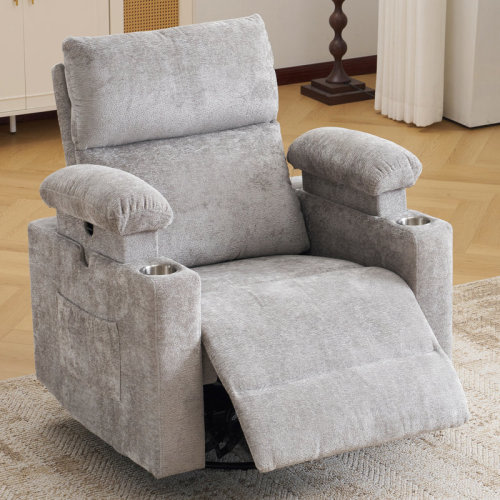 Latitude Run® Power Swivel Recliner Chairs With Adjustable Headrest And Armrests, Featuring Massage And Heating Functions & Reviews | Wayfair