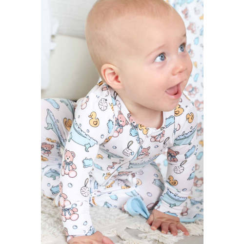 Bathtime Besties Zipper Footie | Blue