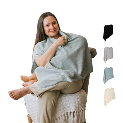 Gold Mamas 100% Cotton Nursing Cover for Breastfeeding | Breathable Privacy Nursing Cover, Multi-Use as Car Seat Canopy, Stroller Cover, Soft Poncho (Blue)