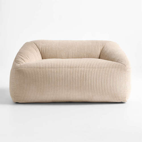 Stone Tan Organic Cotton Velvet Corduroy Kids Double Lounge Chair