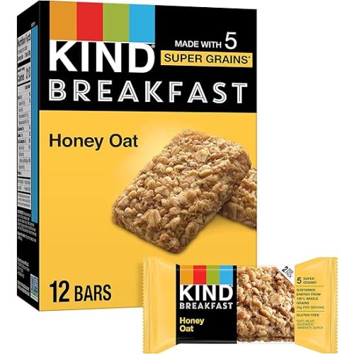 KIND Breakfast Bars, Honey Oat, Healthy Snacks, Gluten Free, 100% Whole Grains, 3g Protein, 6 Count