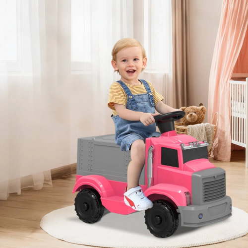 RICHRYCE Ride on Fire Truck, 12V Power Wheels for Kids Ages 3-5, Foot-to-Floor Sliding Electric Cars, Pink, Large