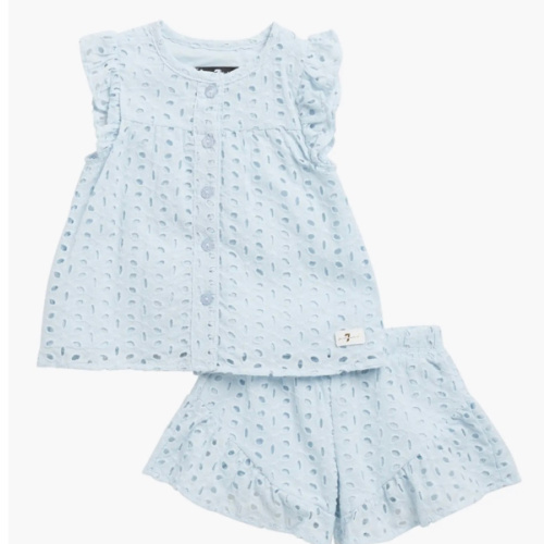 7 For All Mankind Ruffle Detail Co-Ord Top & Shorts Set (Women) | Nordstromrack