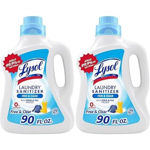 Lysol Laundry Sanitizer Additive | Free & Clear | 0% Bleach | 90 Fl Oz | Pack of 2