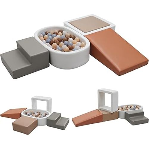 5pcs Climbing Toys: Ball Pit - PU Leather Foam Climbing Blocks - Indoor Soft Play Set for Baby(NO Balls)