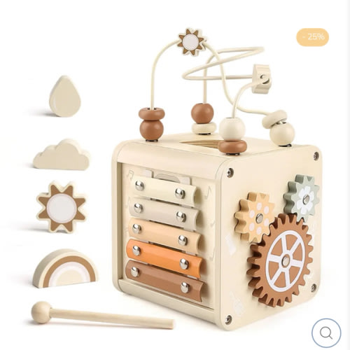 Montessori Toys for 1-3 Year Olds | Wooden Sensory Activity Cube – Joyreal