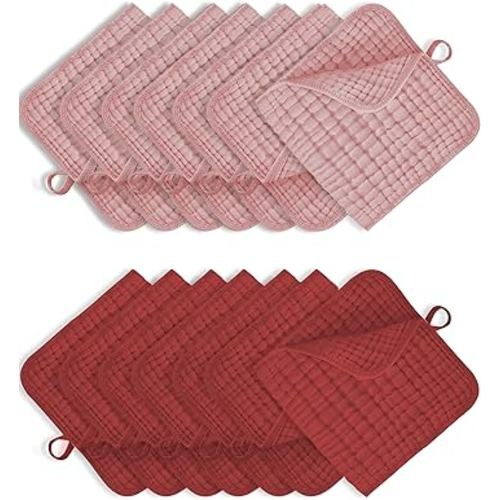 14Pack Muslin Baby Burp Cloths 100% Cotton 20"X10" Soft Absorbent Quick Drying Newborn Drool Baby Face Washcloths