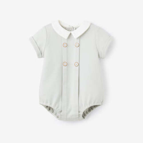 Gray Double Knit Button Front Bubble – Elegant Baby