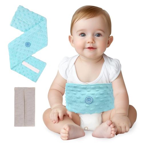 Colic and Gas Relief for Newborns and Infants, Flaxseed Heated Tummy Wrap, Baby Swaddling Belt with Soothing Warmth, Natural Relief for Upset Stomach in Babies Toddlers, 0-3 Years (Blue)