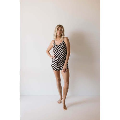 Cami Women's Bamboo Set | Black Checkerboard