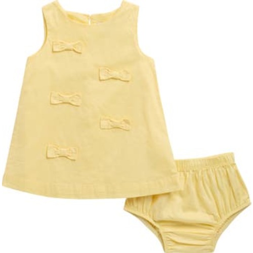 Bow Front Cotton Poplin Shift Dress with Bloomers, 12M