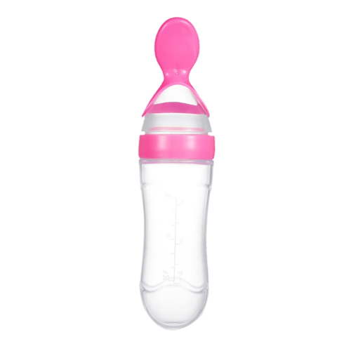 Tableware Cereal Food Feeder Silicone Feeding Baby Bottle With Spoon for Rice and Solid Foods